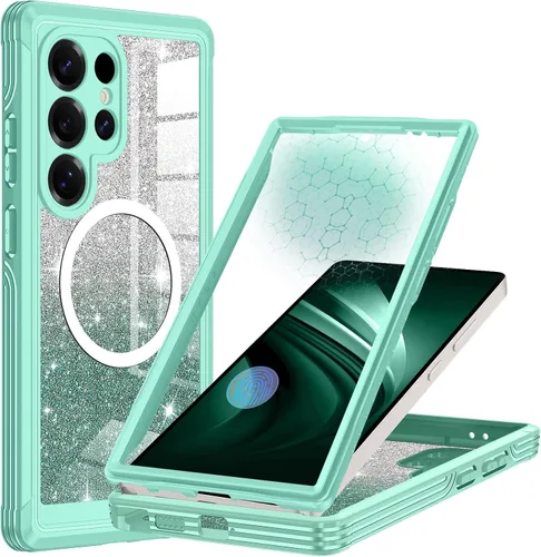 Vista 44 de Hekodonk Funda magnética para Galaxy A17 5G, [compatible con Magsafe] [Protector de pantalla de vidrio templado integrado] [tarjeta con purpurina]