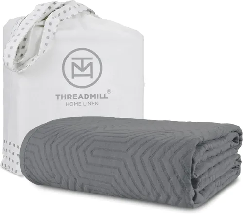 Vista 23 de Threadmill Mantas de algodón de lujo para cama de tamaño Queen Manta de tamaño Queen 100% algodón para todas las estaciones Aster Jacquard