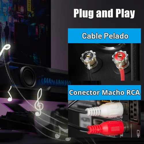 Vista 4 de UIInosoo - Cable RCA a altavoz, paquete de 2 adaptadores de enchufe macho RCA a cable desnudo extremo abierto, cable de audio de 1 pie, negro y rojo