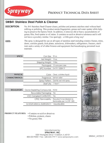 Vista 2 de Sprayway SW831-12PK - Pulidor y limpiador de acero inoxidable, 15 onzas, paquete de 12
