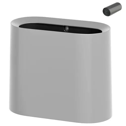 Vista 8 de SUBEKYU Basurero de 2.3 galones para baño, pequeño bote de basura de oficina para cocina, papelera rectangular delgada, plástico, negro