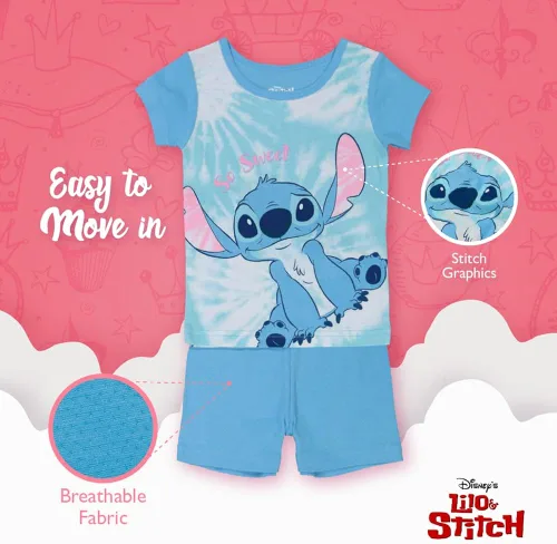 Vista 4 de Disney Conjunto de pijama de algodón de 4 piezas para niña Azul bebé