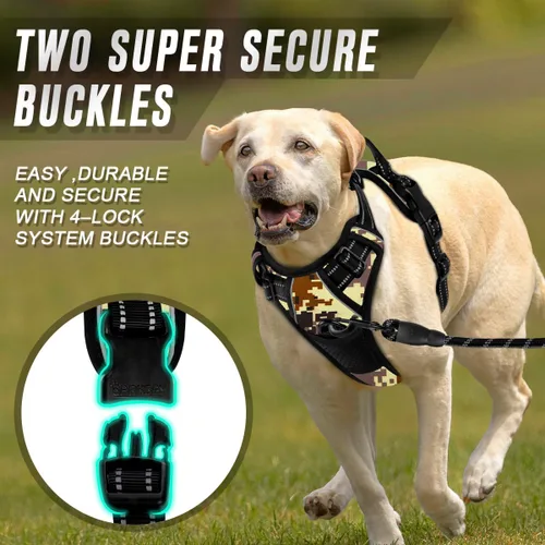 Vista 4 de BARKBAY - Arnés para perro sin tirones con clip frontal, material resistente y reflectante, asa de fácil control para pasear perros grandes