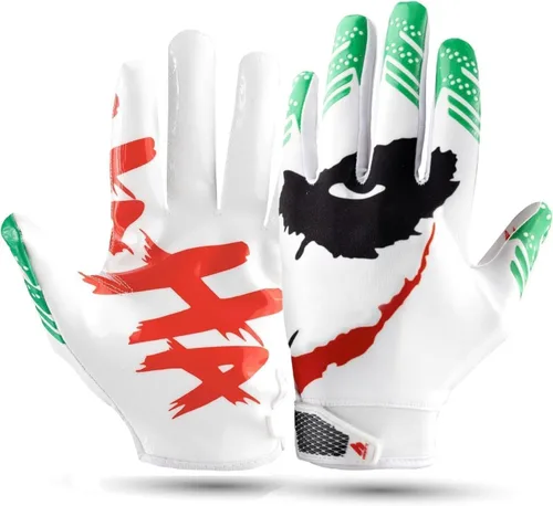 Vista 8 de Guantes de fútbol juvenil – Guantes de receptor ancho Elite Trendy para jóvenes y adultos – Guantes de fútbol para niños con agarre extra adhesivo