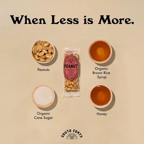 Vista 3 de South 40 Snacks - Barra de maní, barra extra crujiente de nueces, ingredientes simples, miel y azúcar, deliciosos racimos de nueces de proteína