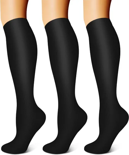 Vista 12 de FEYHAY Calcetines de compresión de cobre (3 pares) de 15-20 mmHg de circulación es la mejor atlética y diaria para hombres y mujeres, correr