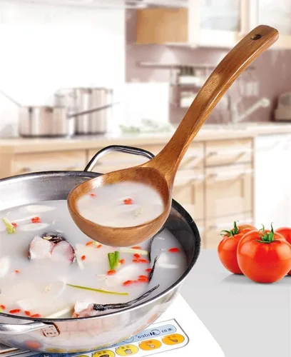Vista 6 de FJNATINH Cucharón de Madera con Mango Largo, Cucharón de Sopa Hecho a Mano para Cocina