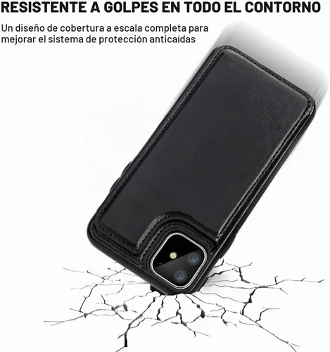 Vista 6 de ONETOP Funda tipo cartera para iPhone 11 con tarjetero de crédito, color Negro