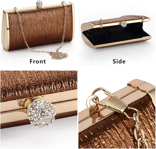 Vista 6 de Bolsos de embrague de noche para mujer, marco de metal, bolso de noche, bolso de noche, bolso de boda, fiesta de graduación, cócteles nupciales