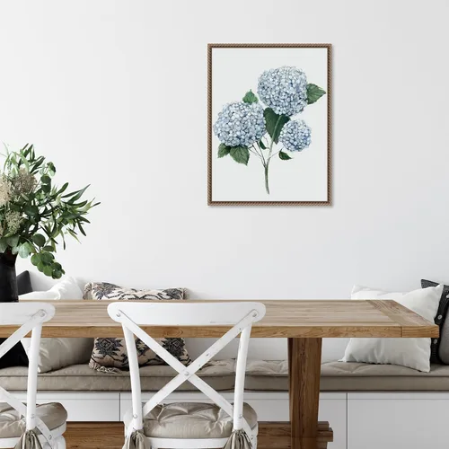 Vista 6 de Amanti Art Framed Canvas Wall Art 24x18 Fresh Blue Hydrangea II by Hannah Dawson, Framed Wall Art Canvas, Flowers Artwork, Traditional Decor, Medium