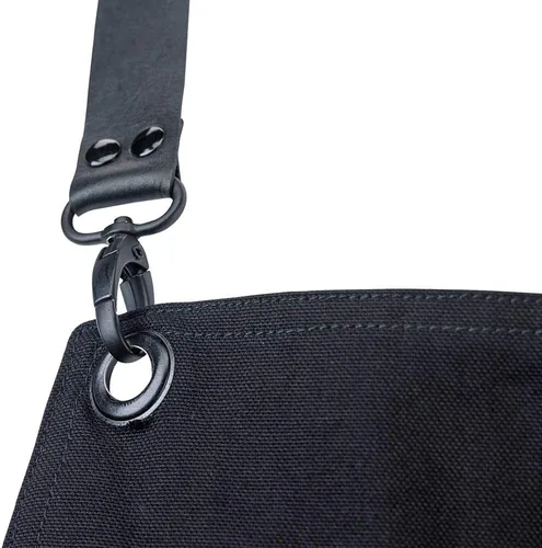 Vista 5 de Mercer Culinary Metro Edge Renegade - Delantal con peto, color negro y correas de cuero marrón