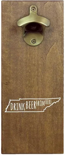 Vista 33 de Torched Drink Beer From Here - Abridor magnético de botellas de cerveza con receptor de tapa (Alabama) Abrebotellas montado en la pared imán