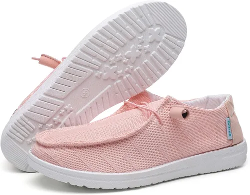Vista 6 de Betrue Zapatos náuticos ligeros para mujer, mocasines informales, zapatos de cubierta sin cordones, tenis de lona transpirables