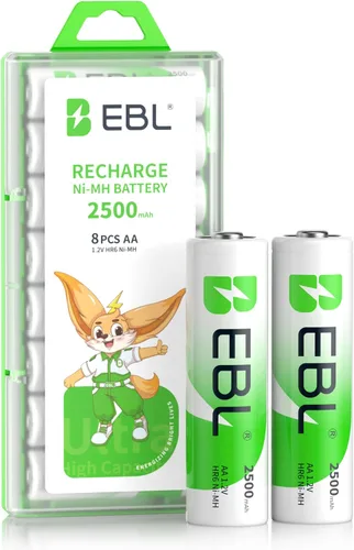 Vista 9 de EBL Baterías recargables AA de 1.2 V 2500 mAh de alto rendimiento precargadas pilas AA – 4
