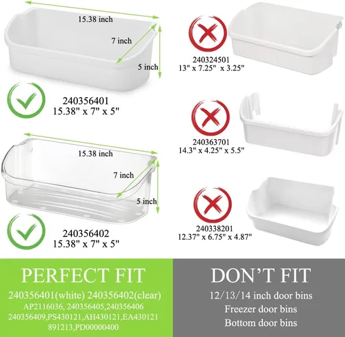 Vista 3 de 240356401 y 240323001 Contenedor de estante de puerta para refrigerador Frigidaire FFHS2622MSJ FRS6LR5EB2 FGHS2644KF2 FRS6R4EW2 FFSS2614QS6A