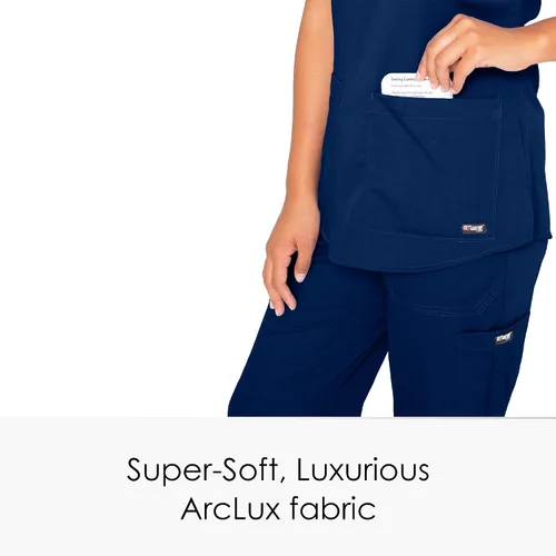 Vista 4 de Uniforme quirúrgico con cuello en V dos bolsillos para mujer Greys Anatomy