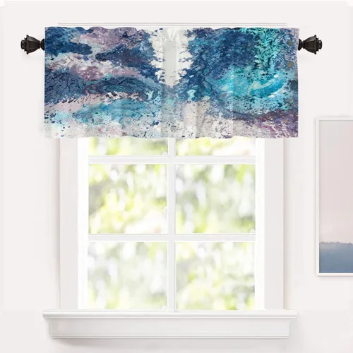 Vista 37 de Shrahala Beige and Orange Abstract Art Brushstrokes Blackout Curtain Tiers, Abstract Oil Paint Kitchen Valance Light Blocking Tier Drapes with Rod