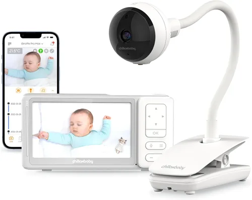 Vista 10 de CHILLAX DM600 Baby Mood Lite - Monitor inteligente para bebé con luz nocturna, sensor de temperatura, monitor de sueño con cámara HD, sonidos
