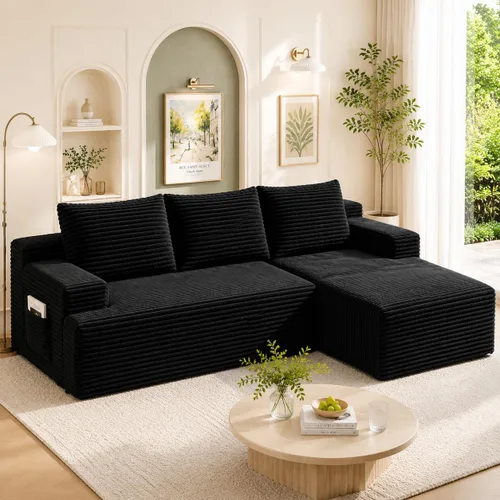 Vista 42 de Sofás seccionales de 105" para sala de estar, sofá cloud con forma de L tapizado, sofás modulares sin estructura rígida, sofá seccional moderno