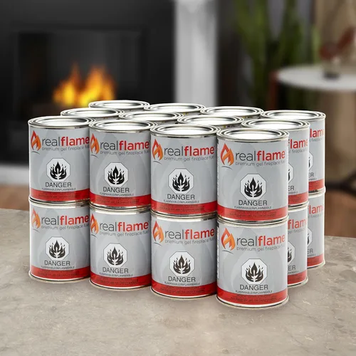 Vista 3 de Latas de combustible en gel Real Flame - Paquete de 24 - Alcohol isopropílico gelificado para chimeneas de interior o exterior