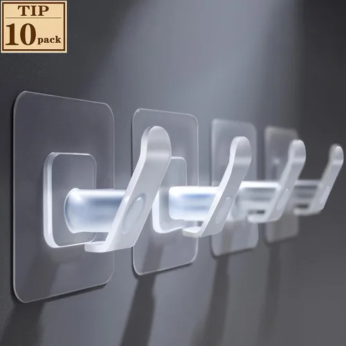 Vista 7 de Taozun Ganchos adhesivos para toallas, ganchos transparentes, ganchos de plástico resistentes para baño, cocina, para pegar en la pared