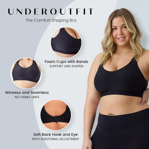 Vista 4 de Underoutfit Sujetadores de compresión inalámbricos para mujer, tallas pequeñas a grandes, para uso diario, para dormir y deportes, tela ligera