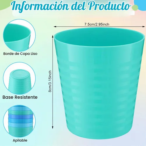 Vista 3 de Eccliy 36 vasos de plástico para niños de 8 onzas, color azul Tonos azules