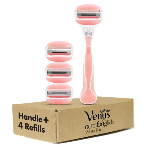 Vista 11 de Gillette Venus ComfortGlide - Rastrillo de afeitar para mujer, té blanco (1 mango + 4 cuchillas de repuesto)