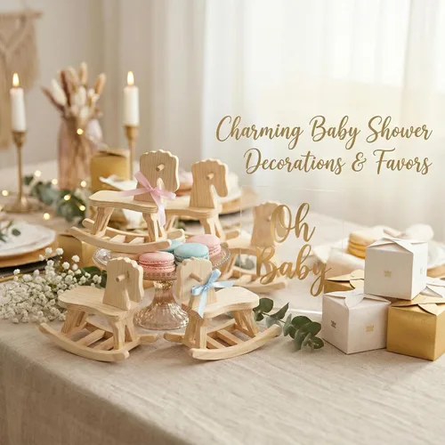 Vista 9 de Toddmomy Mini caballo mecedor de madera, 3 juegos de figuras de caballo mecedora sin terminar y decoraciones de árbol de Navidad para pintura