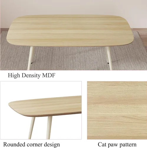 Vista 3 de HIPIHOM Mesa de comedor moderna de granja de 47.2 pulgadas, mesa de comedor rectangular de madera con patas de metal para 4 personas para comedor