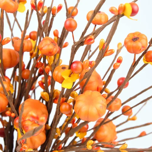 Vista 5 de HomeKaren Paquete de 6 tallos de otoño para jarrones, tallos de bayas artificiales de 16.5 pulgadas para casa de campo de otoño con púas