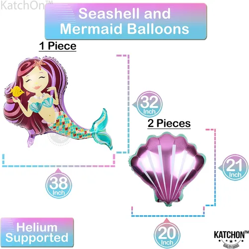 Vista 5 de KatchOn Decoraciones de sirena para el segundo cumpleaños - Paquete de 8