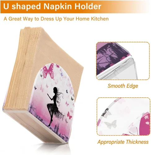 Vista 4 de Servilletero de mariposa para niñas, servilleteros para mesas, servilleteros de acrílico transparente, servilleteros de cóctel para cocina