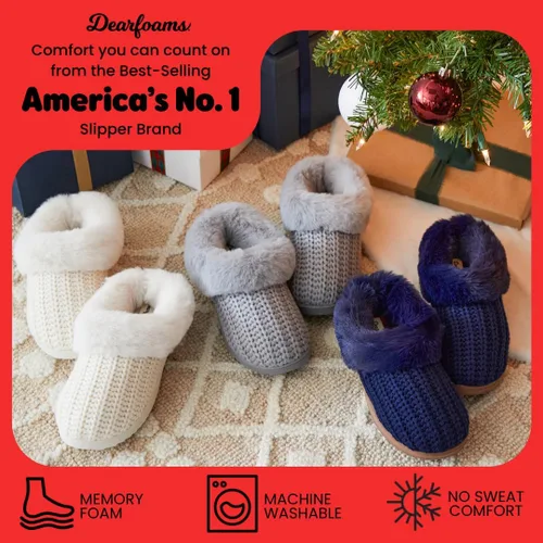 Vista 6 de Dearfoams Pantuflas de punto de chenilla Hannah para mujer