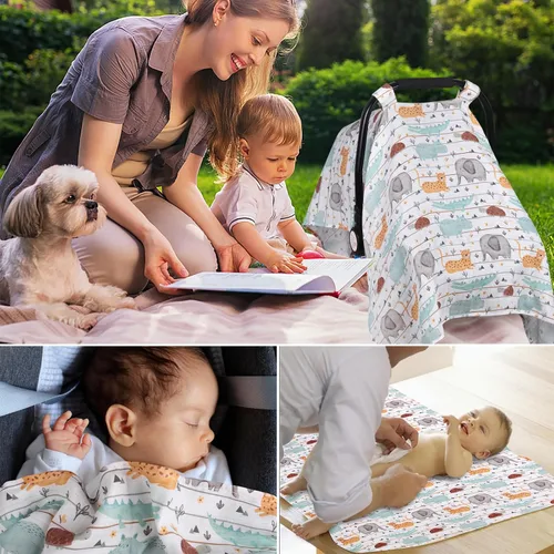 Vista 7 de Metplus Funda de muselina para asiento de coche para bebés, funda transpirable para asiento de coche infantil, funda ligera para portabebés