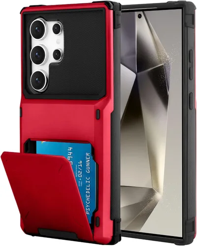 Vista 132 de Funda tipo cartera para Samsung Galaxy S22 con ranura para 2 tarjetas de crédito Funda a prueba de golpes Hybrid Heavy Duty Protection Armor Funda