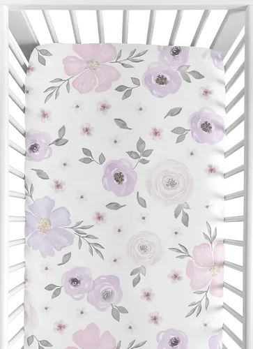 Vista 9 de Sweet Jojo Designs Sábanas ajustables para cuna de bebé (morado sólido) para niñas, guardería infantil, habitación de niños pequeños