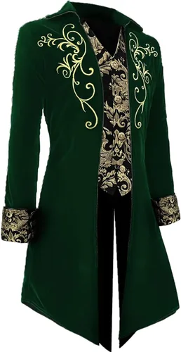 Vista 2 de Apocrypha Chaqueta medieval steampunk para hombre, chaqueta de príncipe victoriano