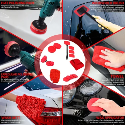 Vista 5 de Kit de detalles de coche de 35 piezas, kit de limpieza de coche y juego de cepillos de detalles