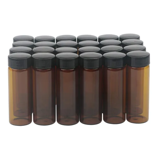 Vista 21 de 20pcs Colección de Muestra Líquida Borwn Botellas de Vidrio Frascos Tapón Tornillo Capacidad 0.1 fl oz Ámbar