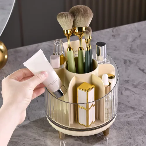 Vista 6 de Makeup 360° Rotating Makeup Brush Holder Lipstick Organizer 6 Slot Desktop for Cosmetic Pen Eyeliner Storage Organizer(A)
