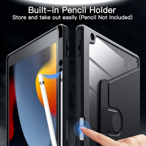 Vista 5 de JETech Funda giratoria para iPad 9/8/7 (10.2 pulgadas, modelo 2021/2020/2019, 9ª/8ª/7ª generación) con soporte para lápiz, cubierta protectora