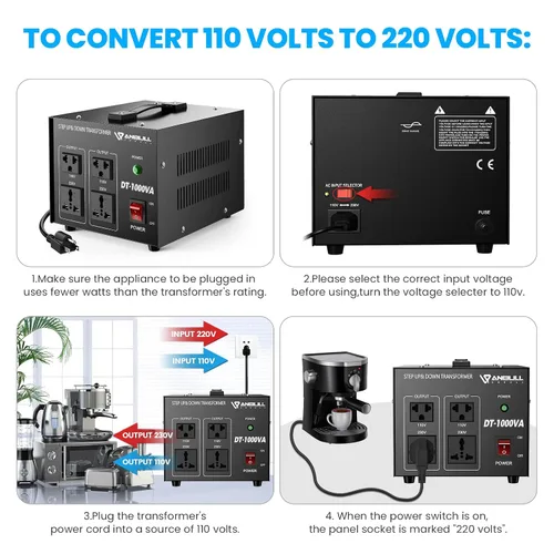 Vista 3 de Anbull Convertidor de Voltaje Transformador de Voltaje de 1000 Vatios, 220V / 230V / 240 Voltios a 110V / 120 Voltios o 110V / 120 Voltios a 220V