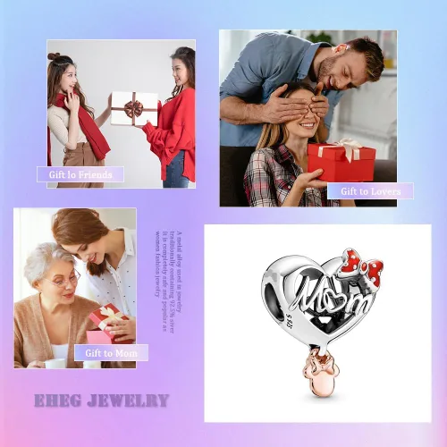 Vista 6 de Collar con dije de plata de ley 925 con circonita cúbica 5A para el día de la madre, cumpleaños, día de San Valentín, colección de joyas, regalos