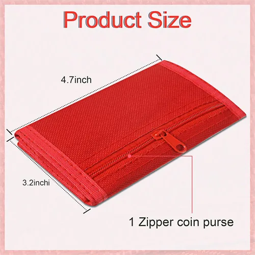 Vista 4 de Weewooday Carteras de 3 piezas para niños y niñas de 6 a 18 años, billeteras de lona triples con adhesivo y bolsillo con cremallera para niños