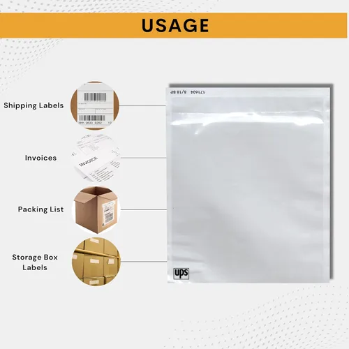 Vista 3 de Paquete de 1000 fundas para etiquetas de envío de UPS de 6.5 x 10 pulgadas, bolsas transparentes autoadhesivas de embalaje, sobres impermeables