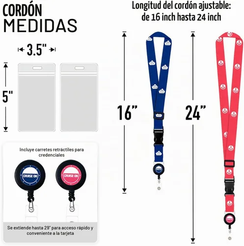Vista 7 de Cordón de crucero de Cruise On para tarjetas de barco – Paquete de 2 con insignia retráctil y soporte impermeable para tarjetas de llave