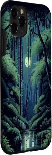 Vista 3 de Funda para iPhone 11 Pro Bamboo Forest in the Moonlight Shimmer on River