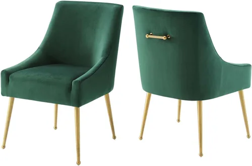 Vista 6 de Modway Discern - Juego de 2 sillas de comedor tapizadas de terciopelo de rendimiento, color gris