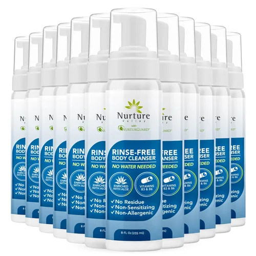 Vista 10 de Nurture - Limpiador espumoso sin agua sin enjuague para mujeres, camping, ancianos y cuidado hospitalario Gel de baño sin enjuague con aloe